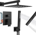 Matte Black Shower Faucet Set Rainfall System with 12 in Square Head