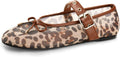 Leopard Flats for Women Mesh Ballet Flats Mary Jane - Trendy Fit