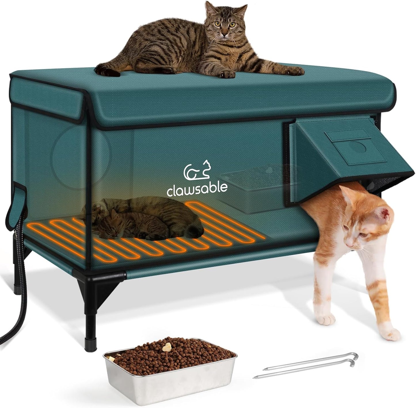 Indestructible X-Large Heated Cat House for Outside Winter