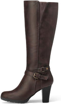 mysoft Women's Knee High Boots Chunky Heel with Zipper - 3 in Heel