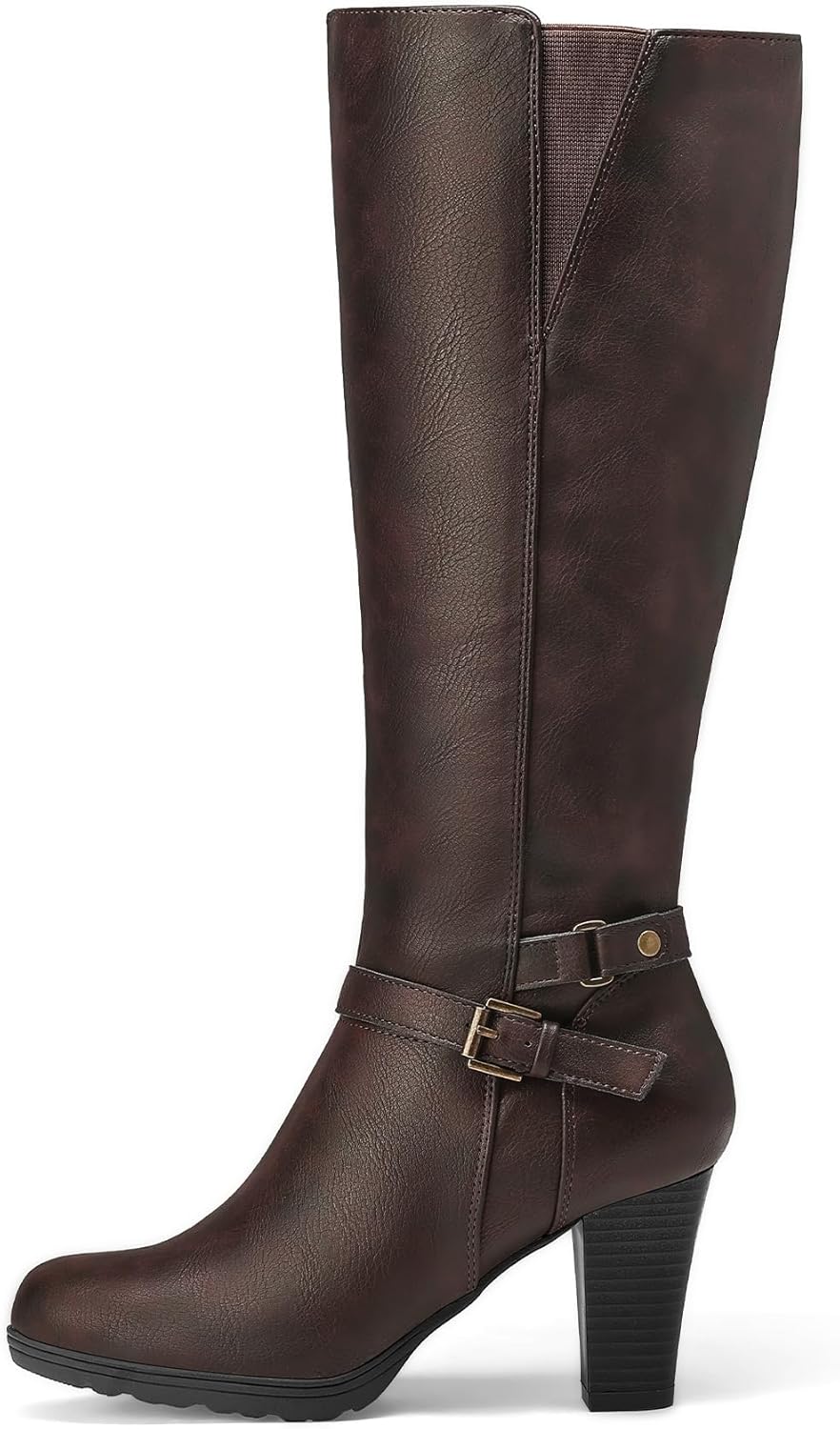 mysoft Women's Knee High Boots with Chunky Heel and Zipper