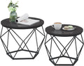 Modern Small Coffee Table Set - Stylish Steel Frame - Charcoal Gray/Ink Black