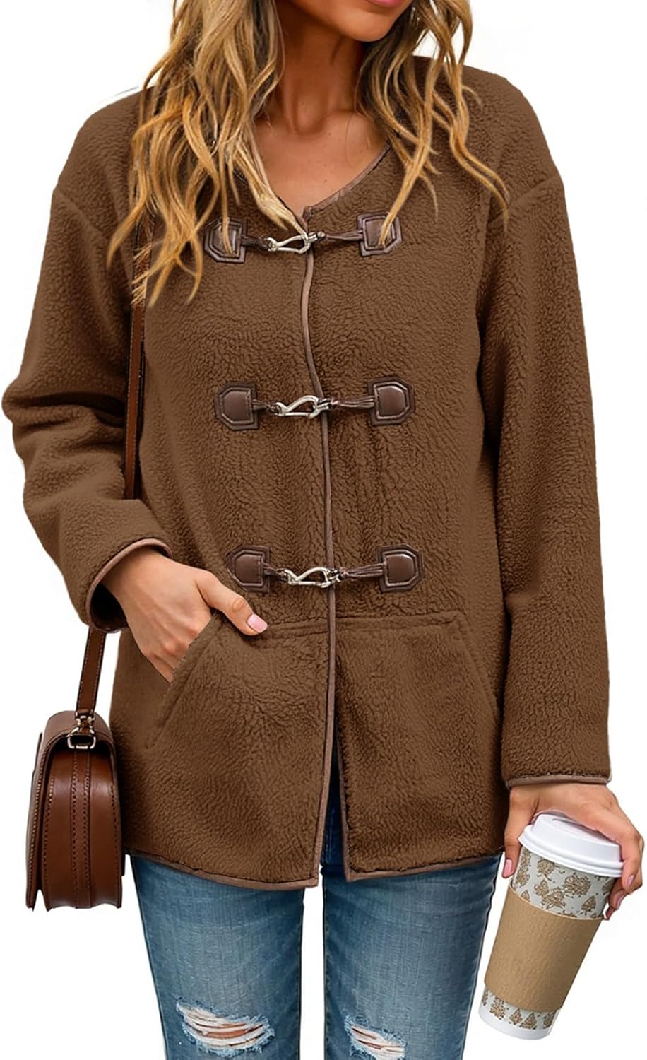 Dokotoo Womens Long Sleeve Jackets Fashion Faux Shearling Style