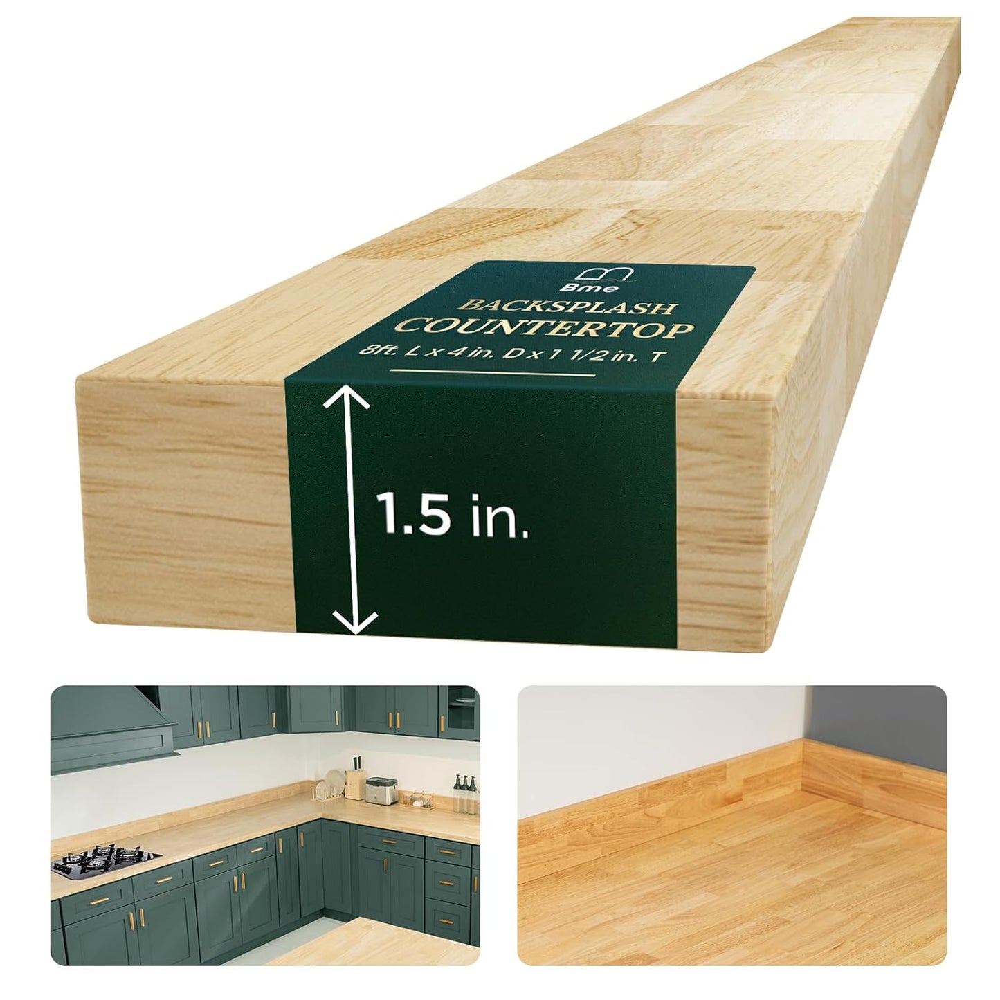Bme Hevea Solid Wood Butcher Block Backsplash Countertop