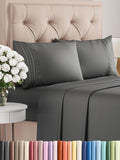Queen Size 4 Piece Sheet Set Charcoal - Cooling, Deep Pocket Luxury