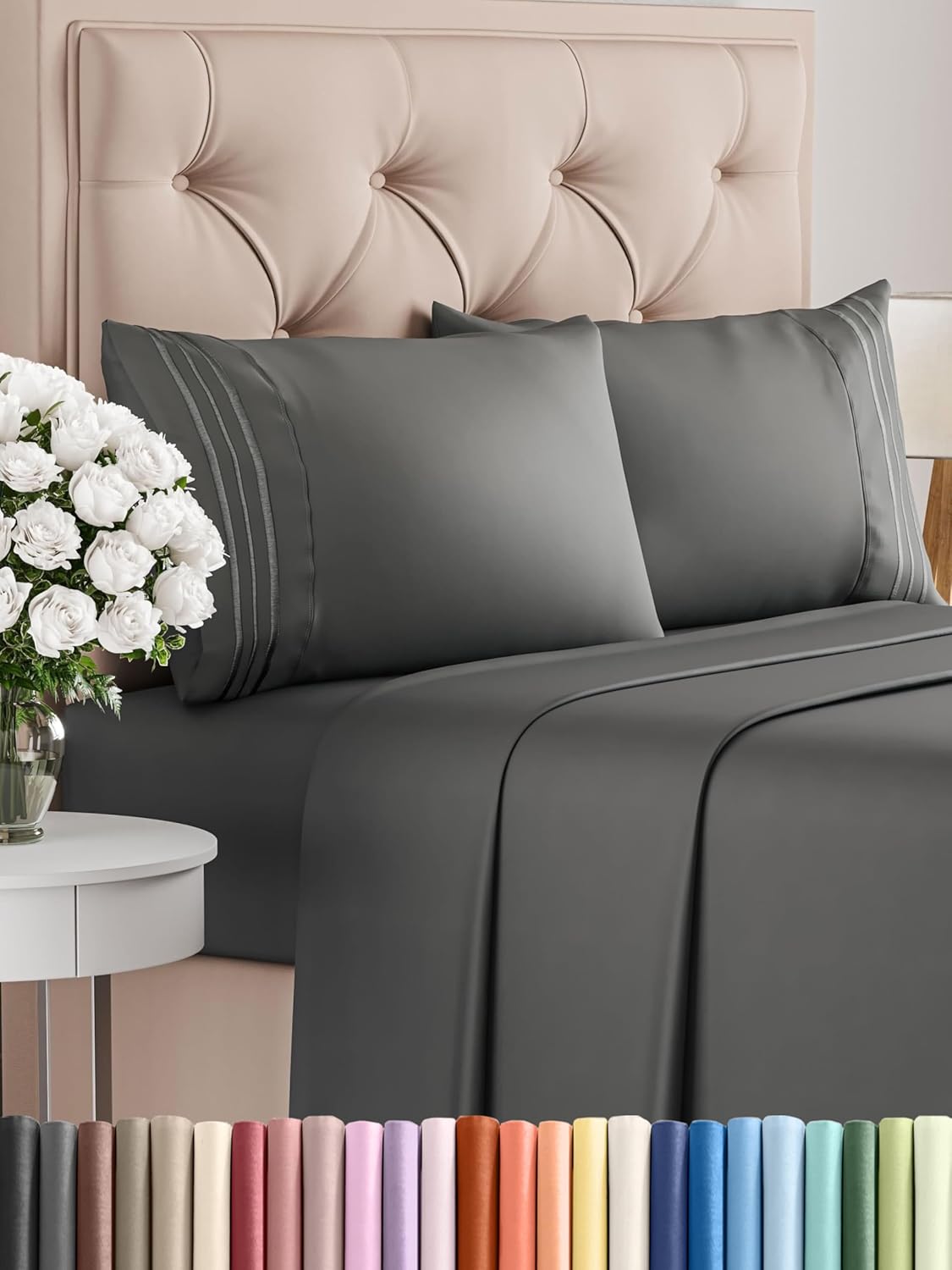 Queen Size 4 Piece Sheet Set - Comfy Breathable & Cooling