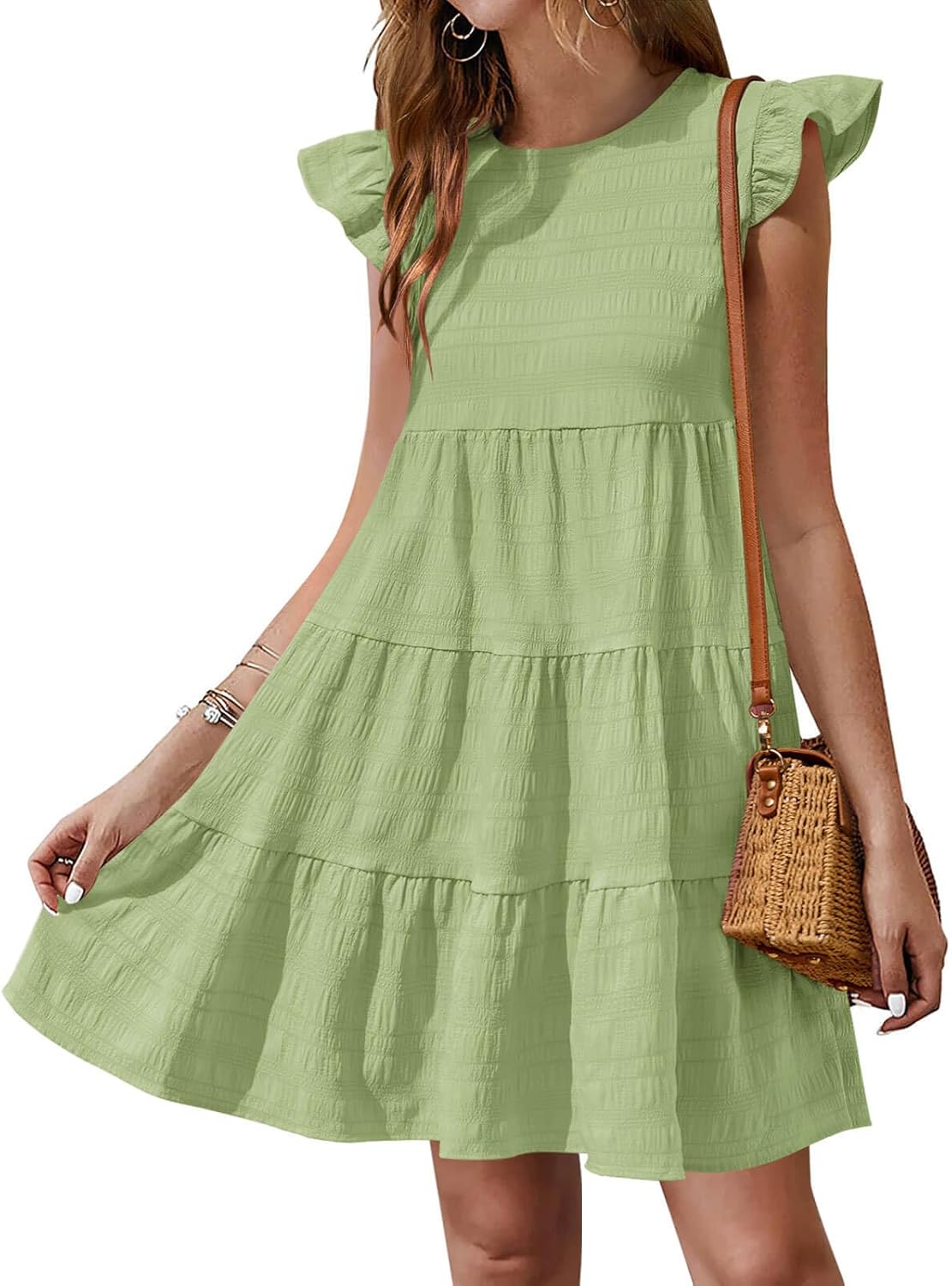 Yousify Summer Dresses for Women 2025 Ruffle Sleeve Mini Dress