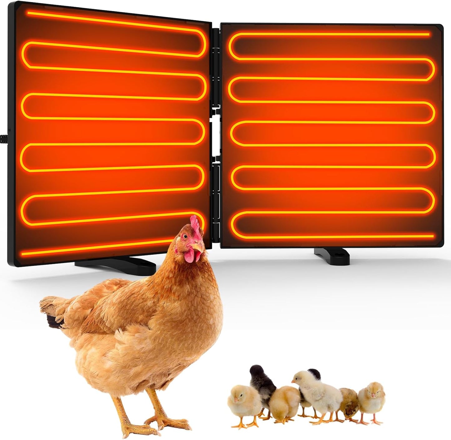 Foldable Chicken Coop Heater for Winter with 2 Heating Plates