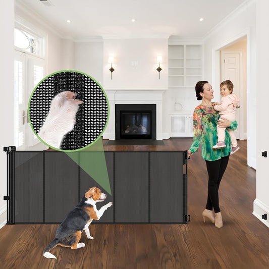 96 Inch Wide Reinforced Retractable Baby Gate for Safety