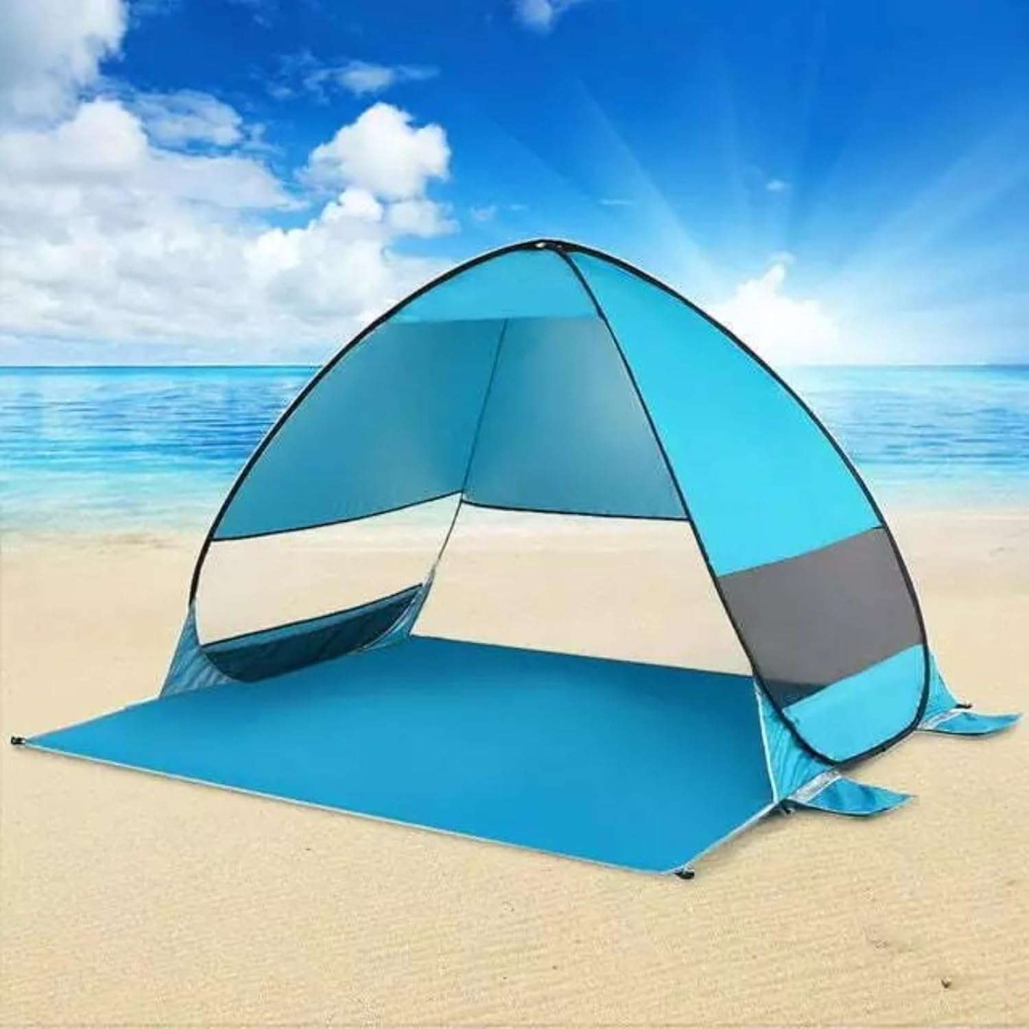 Sun-Proof Pop Up Beach Tent - Portable Blue Canopy