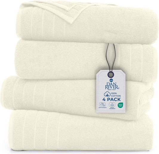 DAN RIVER Bath Towels Set of 4, Soft and Absorbent Towels