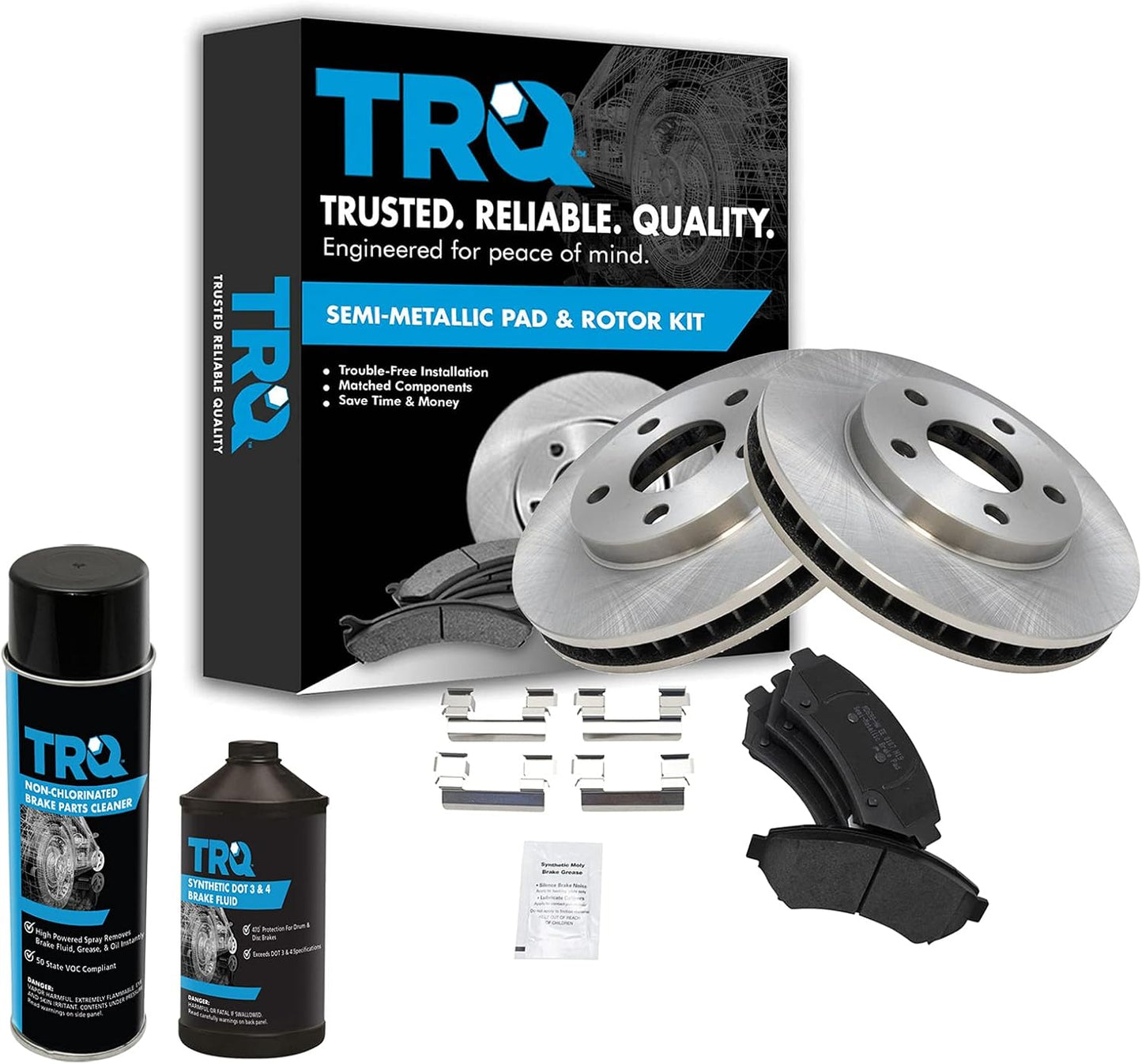 TRQ Front Brake Pad & Rotor Kit for Bonneville and More