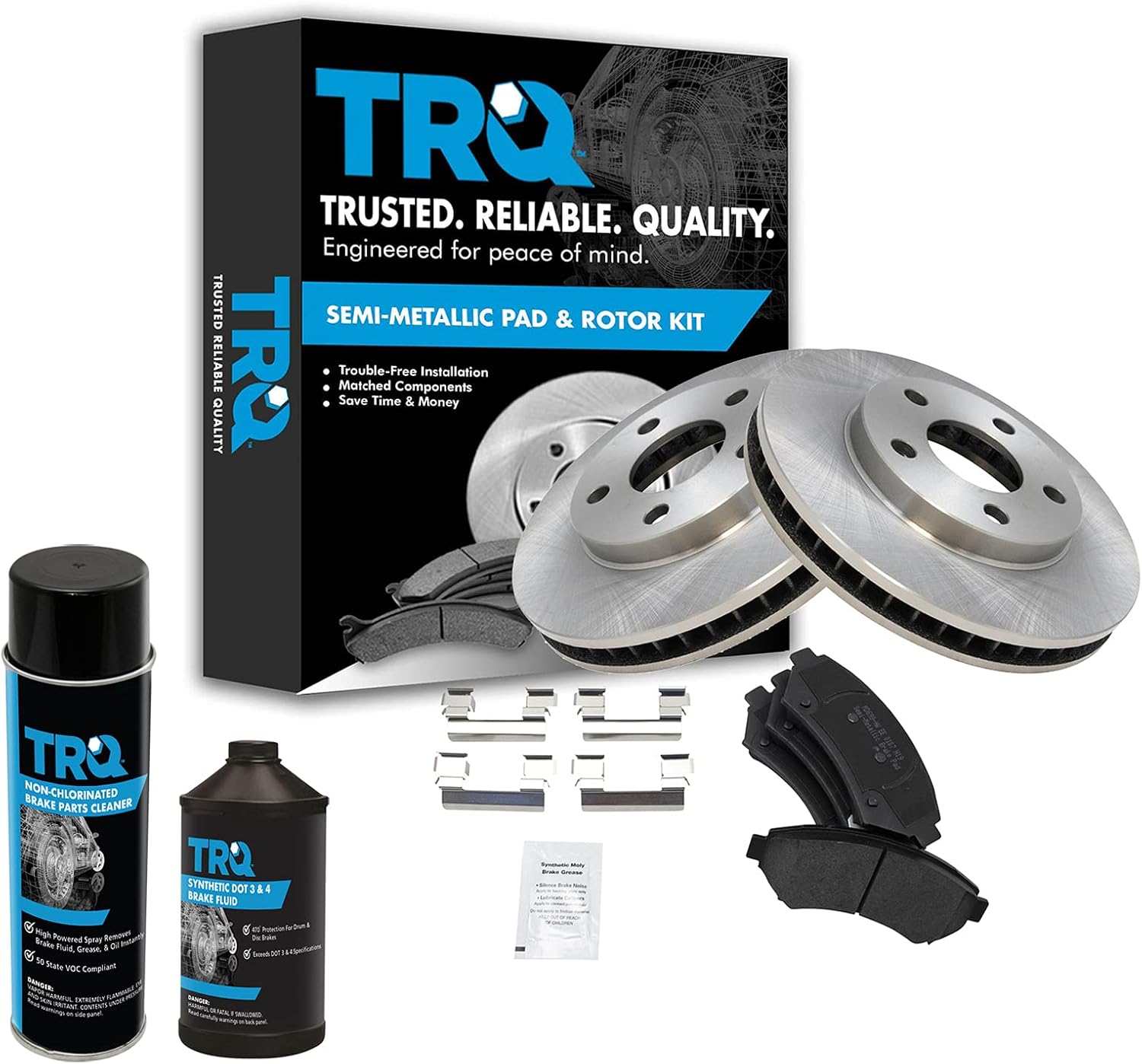 TRQ Front Brake Pad & Rotor Kit for Bonneville and More