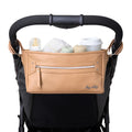 Stroller Caddy and Organizer Bag - Adjustable, Zip Pocket, Chai