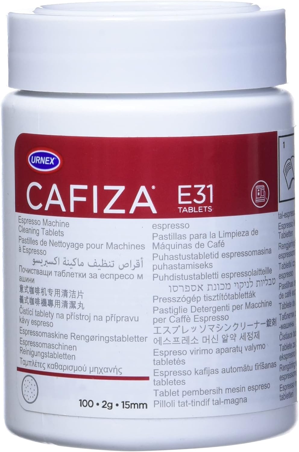 100 Ct Urnex Cafiza Tablets, Professional Espresso Clean