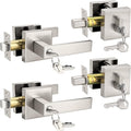 Probrico Satin Nickel 2-Pack Keyed Alike Entry Levers and Deadbolts