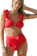 High Waisted Flounce Strap Swimsuit for Women by SPORLIKE