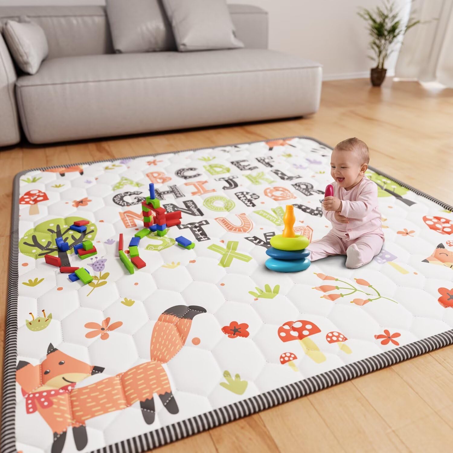 Letter Fox Baby Play Mat - Waterproof Non-Slip Crawling Mat