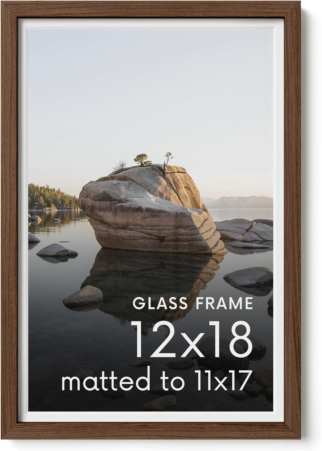 12x18 Picture Frame with Real Glass & Walnut Oak for Home Decor