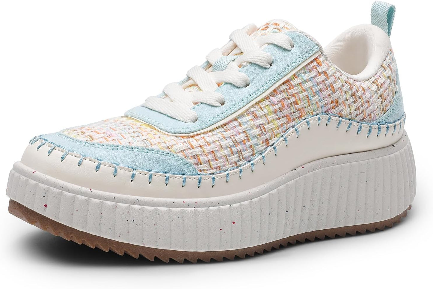 DREAM PAIRS Women Chunky City Tweed Platform Fashion Sneakers
