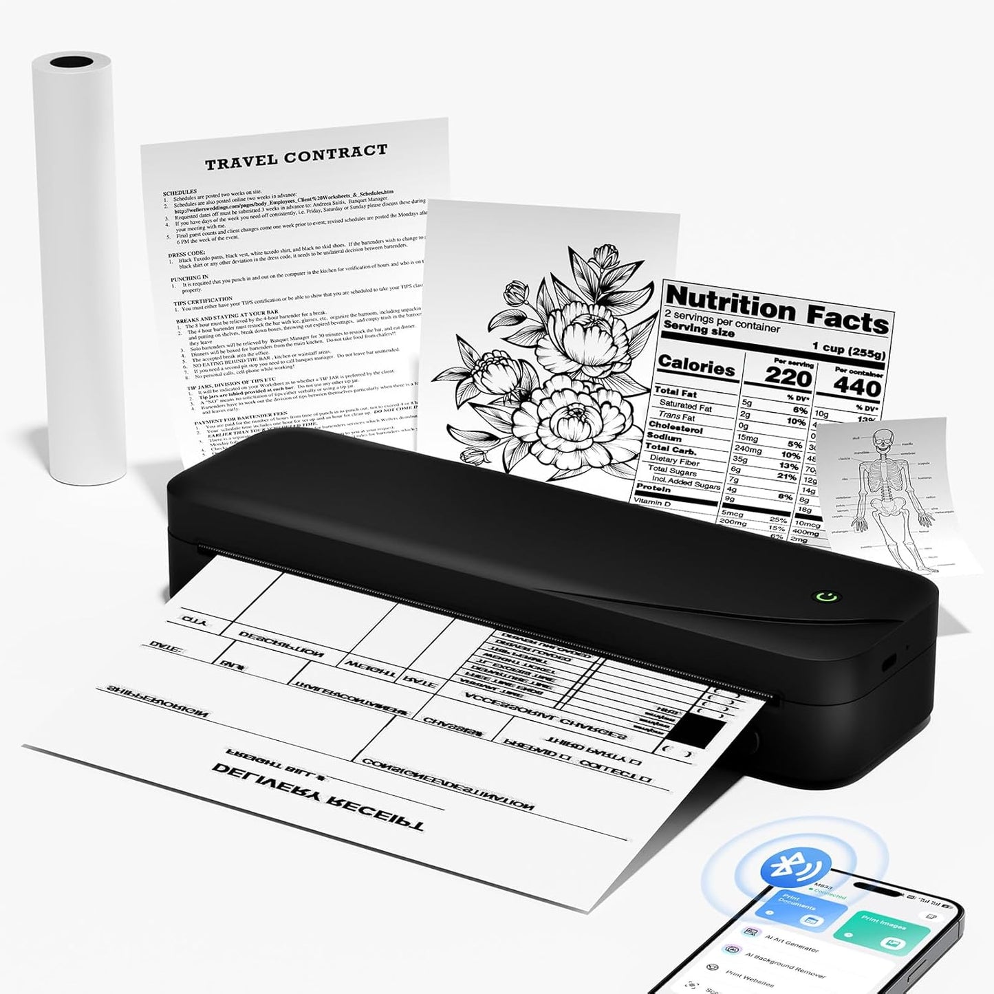 Memoqueen M833 Portable Wireless Printer for Travel Printing