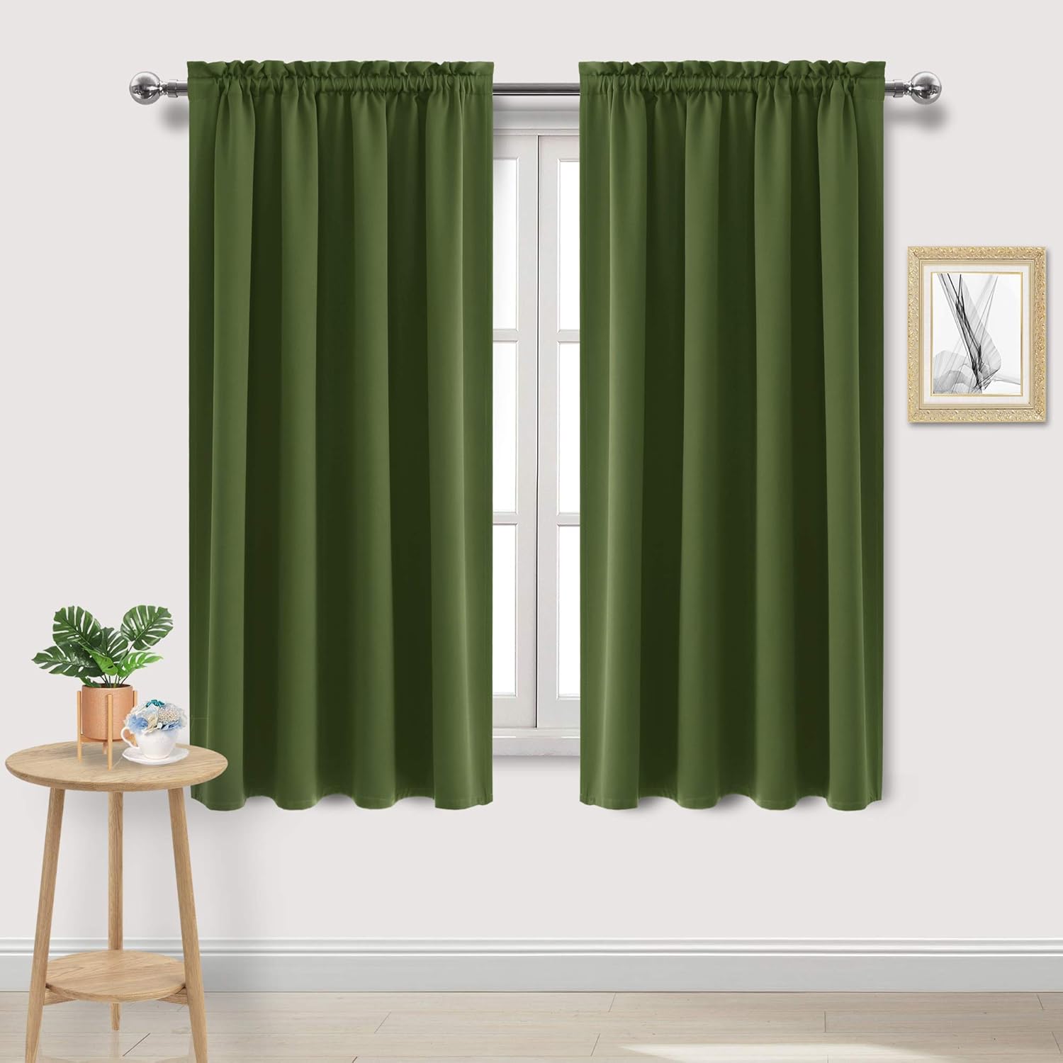 DWCN Olive Green Room Darkening Blackout Curtains for Privacy