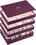 Voova Stackable Jewelry Organizer Tray Set of 4 - Space-Saving PU