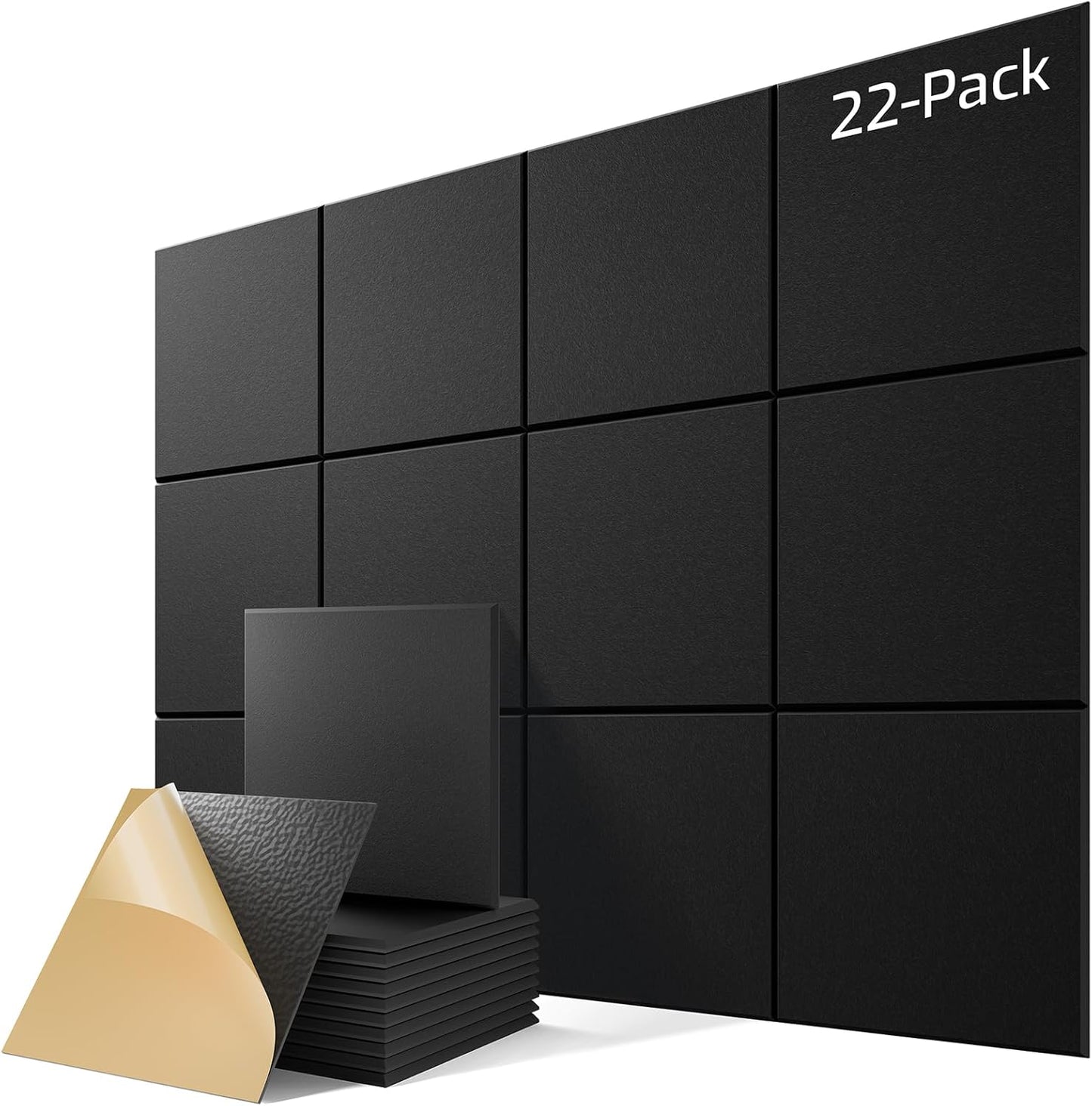 22 Pack Self-Adhesive Acoustic Panels for Soundproofing Needs