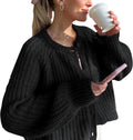 Crochet Cardigan Sweaters for Women Chunky Knit Button Down - Casual
