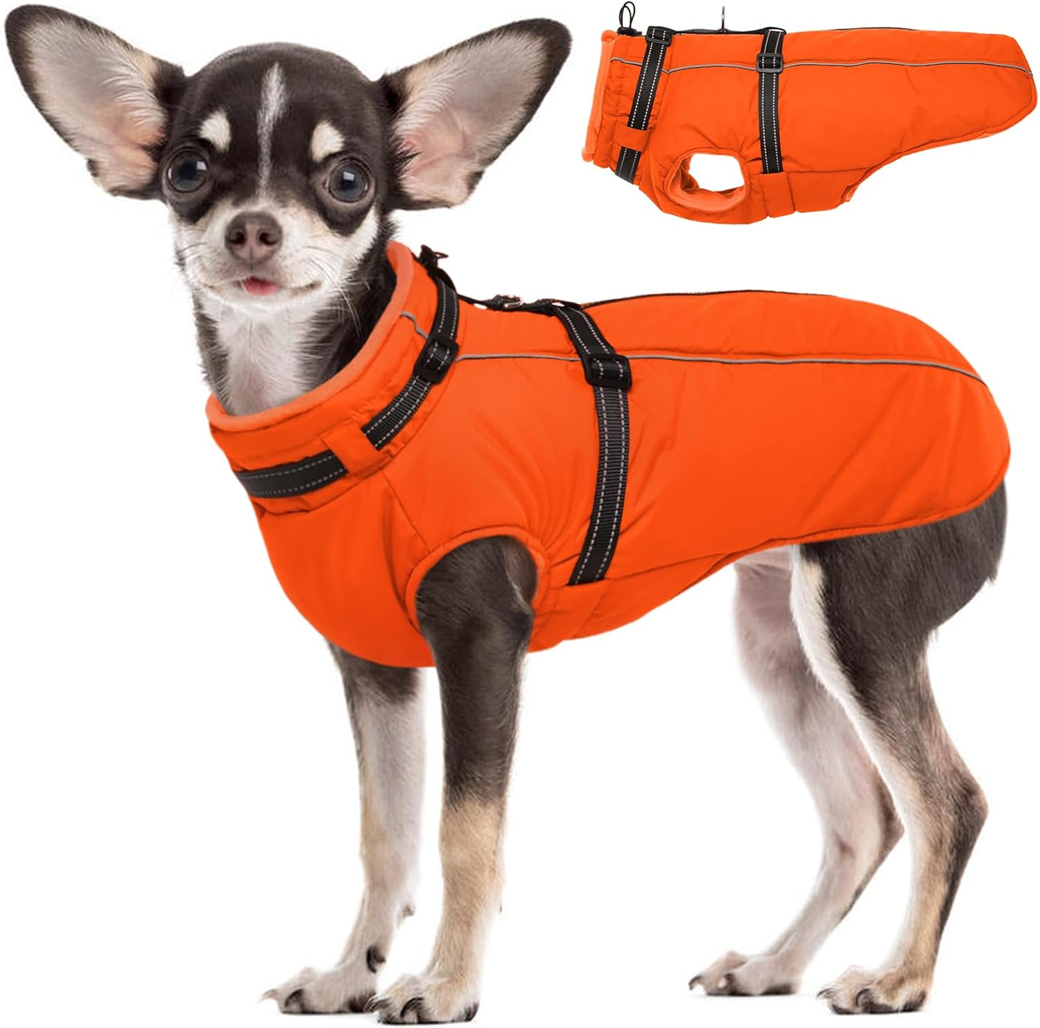Lelepet Dog Winter Coat Waterproof Jacket with Built-in Harness