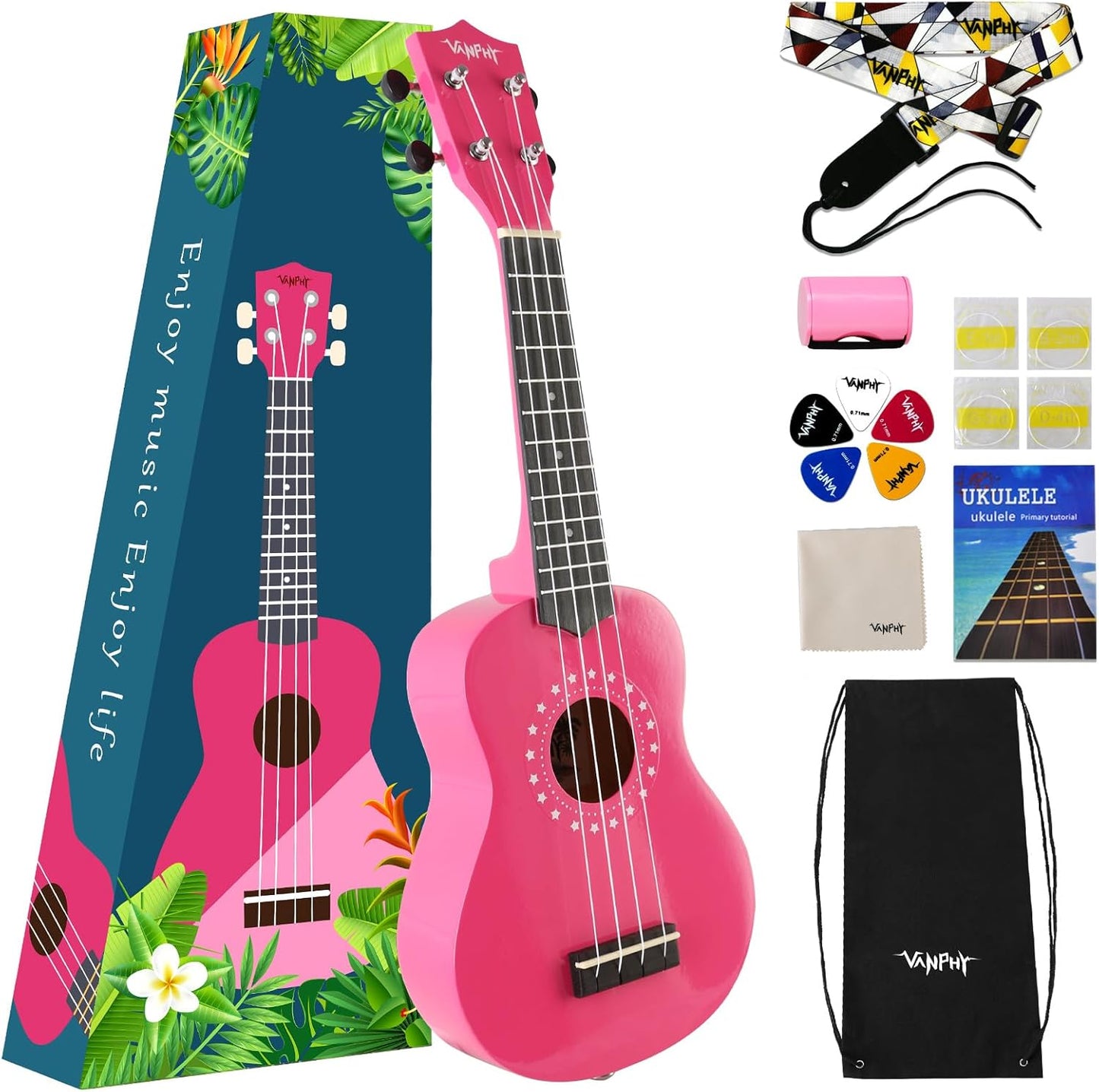 Soprano Ukulele for Kids 21 Inch with Bag Strap Picks Songbook