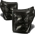 DNA MOTORING Smoke Lens Headlights Replacement for 11-16 Super Duty