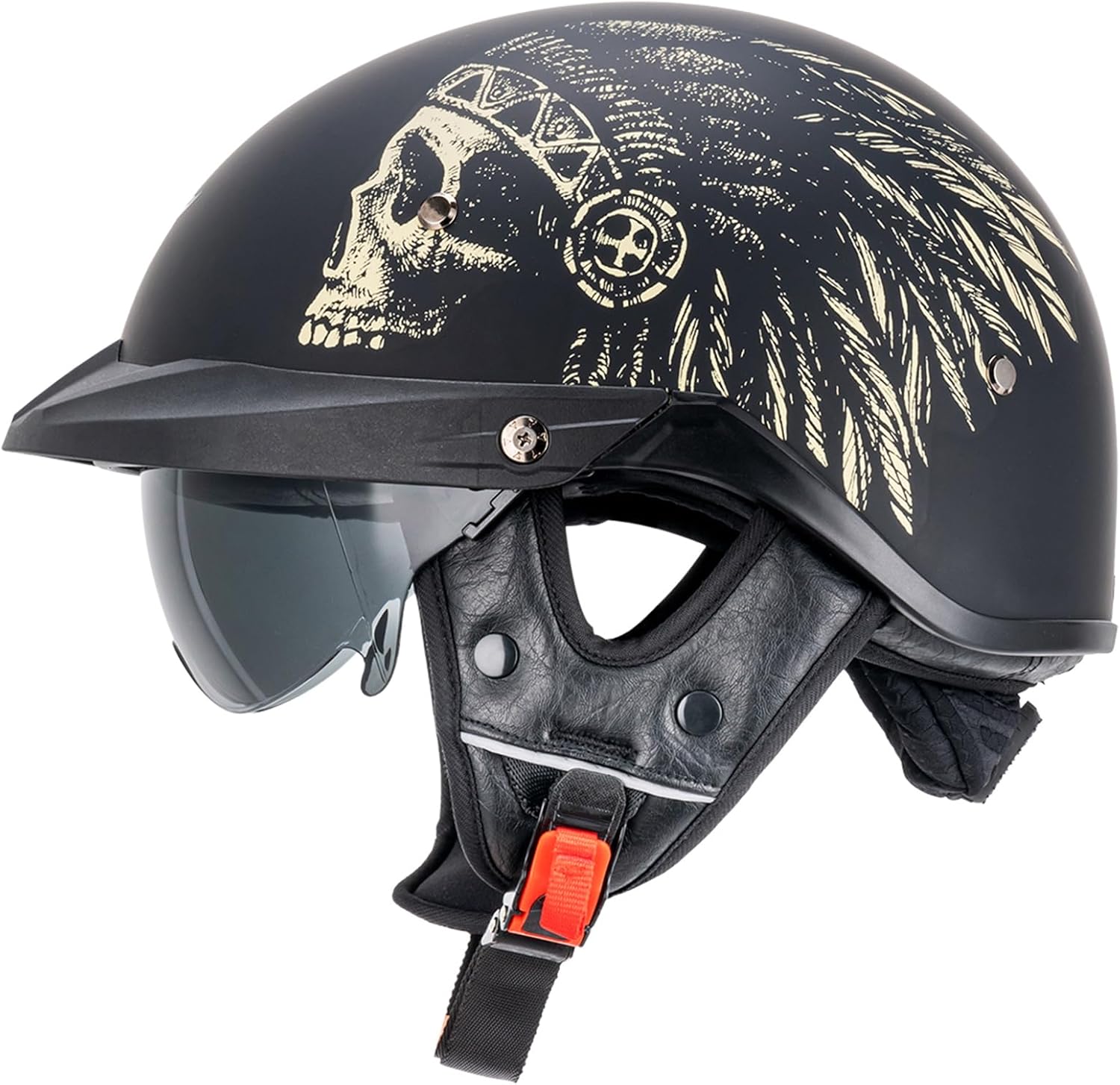 VCOROS Half Helmets Motorcycle VHF04 Open Face with Sun Visor