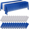Breling Navy Blue and Silver Tablecloth & Satin Runner Set - 24 Pack
