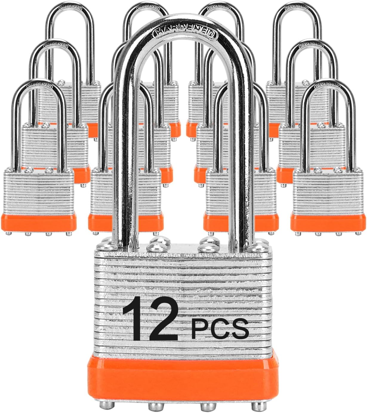 Keyed Alike Padlocks Set of 12, Heavy Duty Laminated Locks