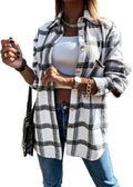 PRETTYGARDEN Plaid Shacket Jacket Women Fall Button Down - Loose Fit