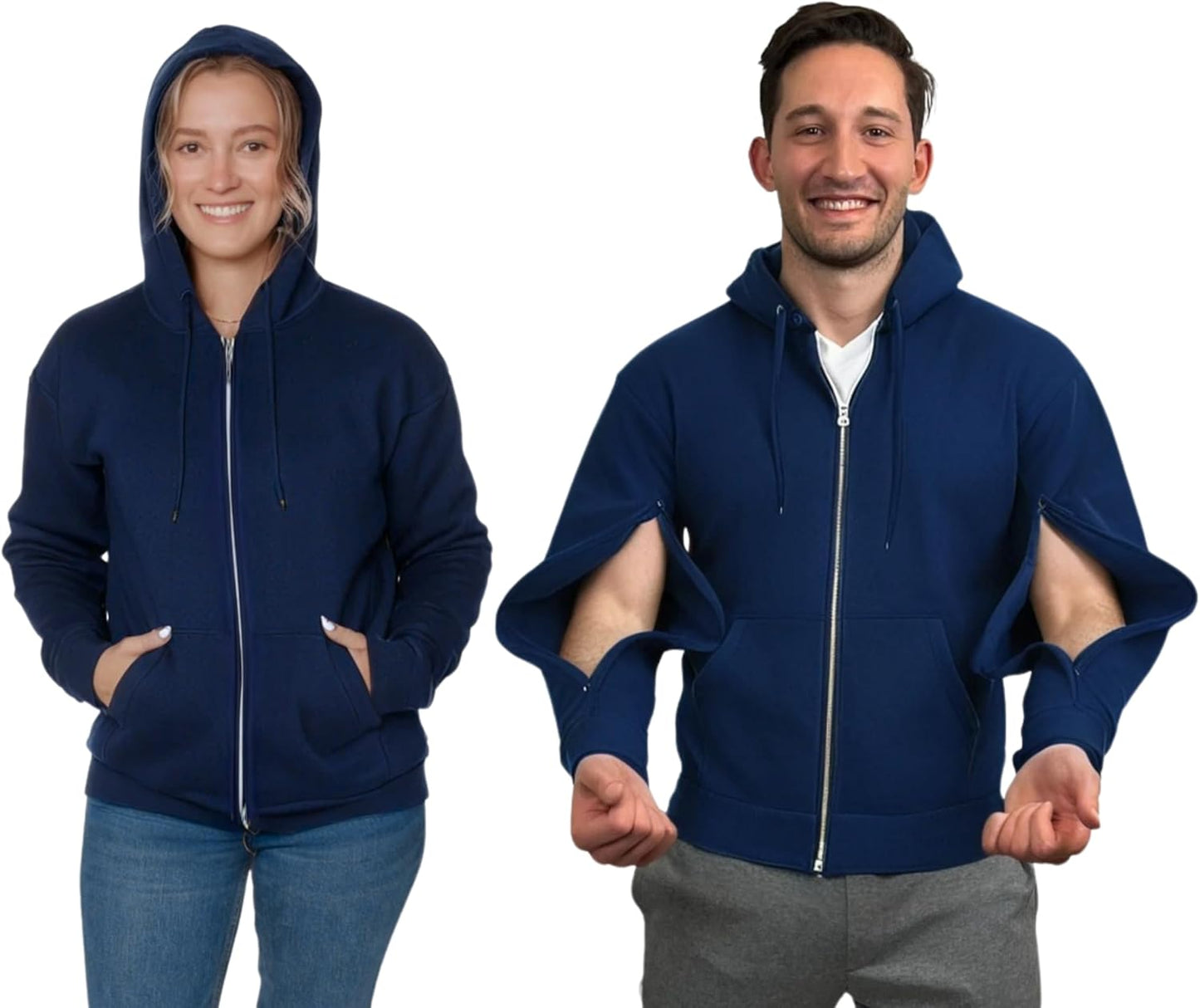 Dialysis Port Access Unisex Hoodie with Two Way Arm Zippers
