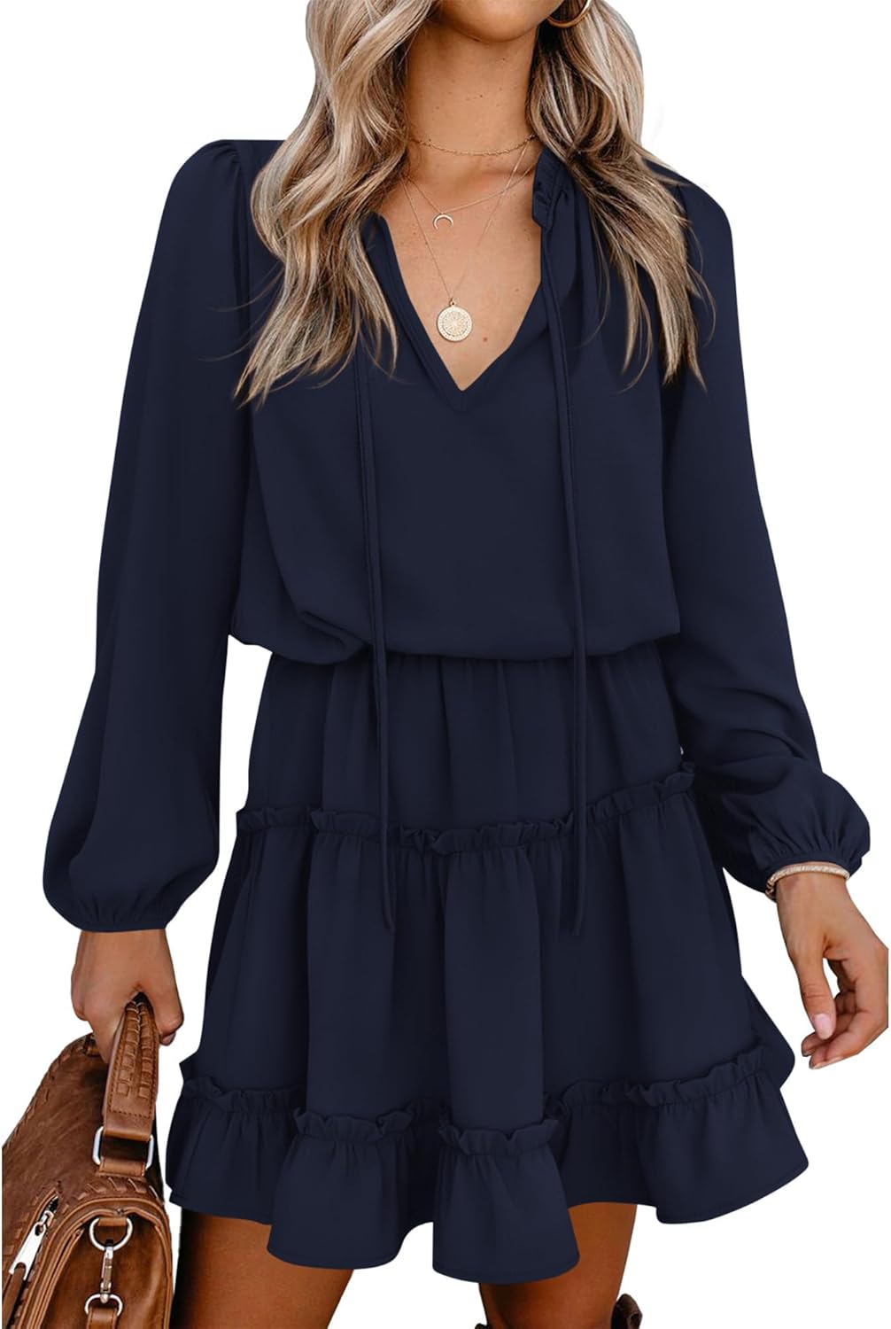 BTFBM Long Sleeve Fall Dresses for Women - Stylish Mini Dress