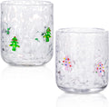 Christmas Tree Icon Glass Cups Set for Holiday Celebrations