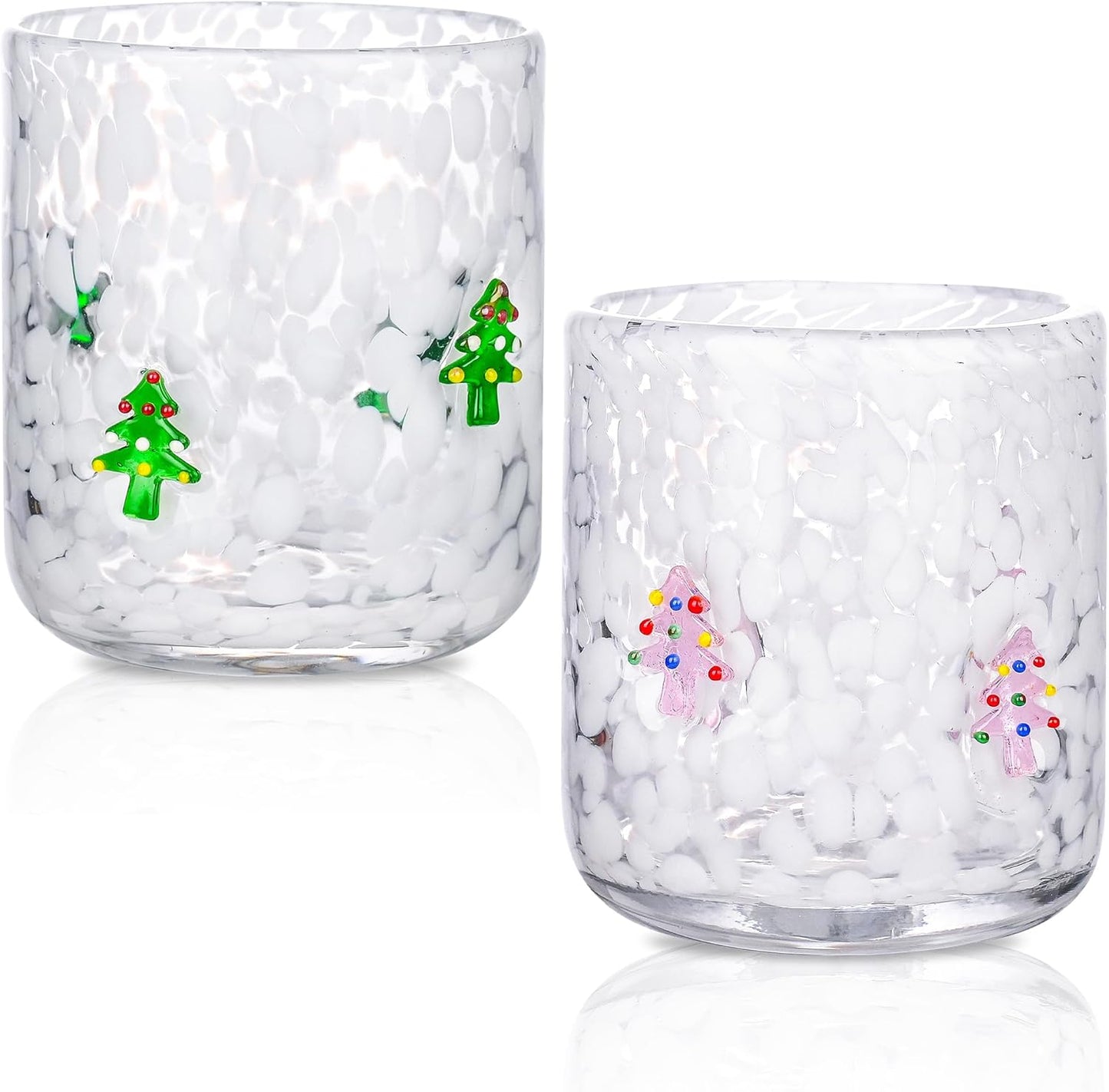 Christmas Tree Icon Glass Cups Set for Holiday Celebrations