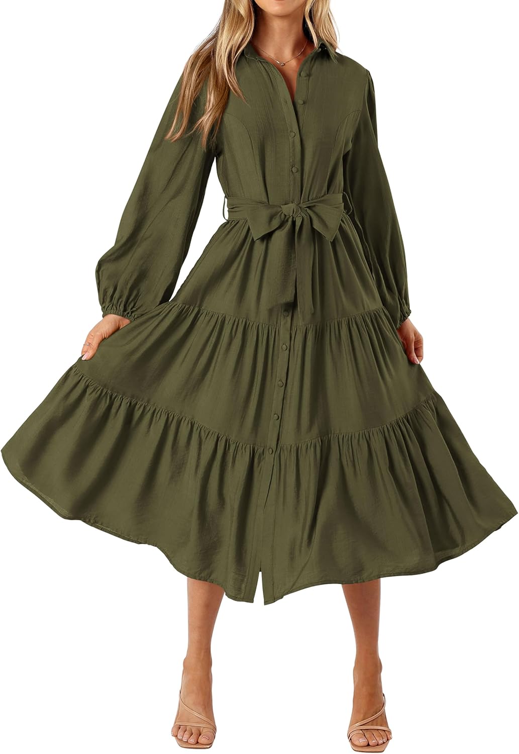MASCOMODA Womens Dresses 2025 Fall Long Sleeve Midi Dress