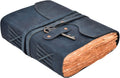 Vintage Leather Journal - Handmade Deckle Paper - Blue