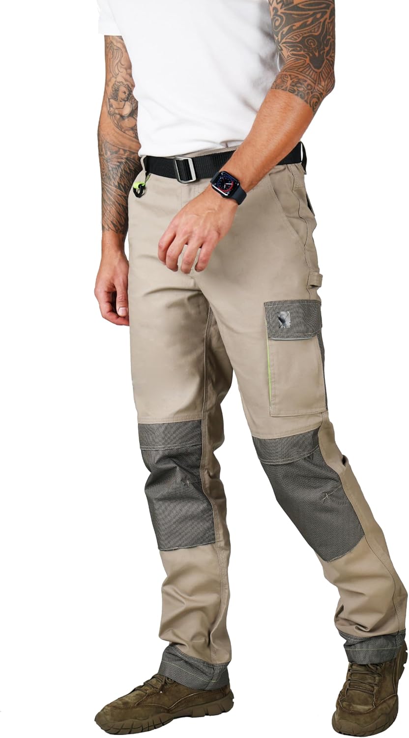 Ellobird Men's Cargo Construction Flex Work Pant with Double Knee