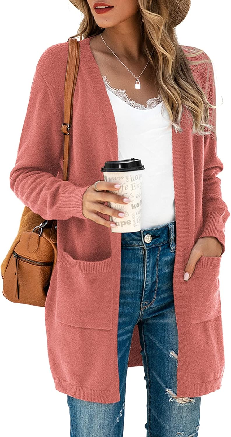TASAMO Women's Kimono Cardigan: Oversized Soft Outwear with Pockets