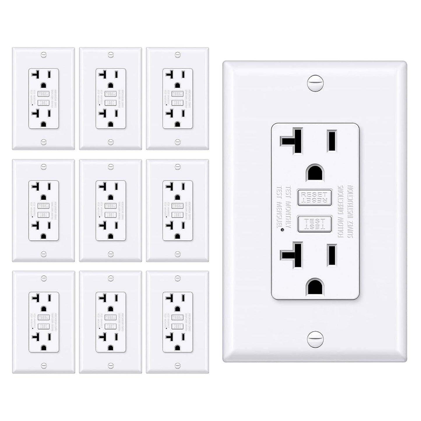 20 Amp GFCI Outlet with Thinner Design for Safety and Ease