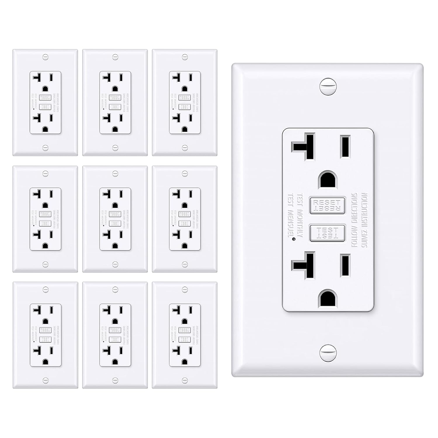 20 Amp GFCI Outlet with Thinner Design for Safety and Ease