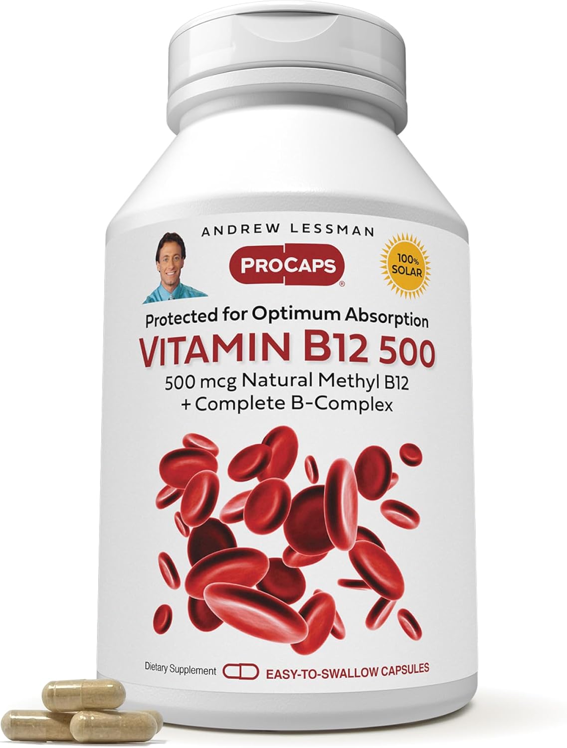Vitamin B12 500 Capsules for Energy and Stress Support