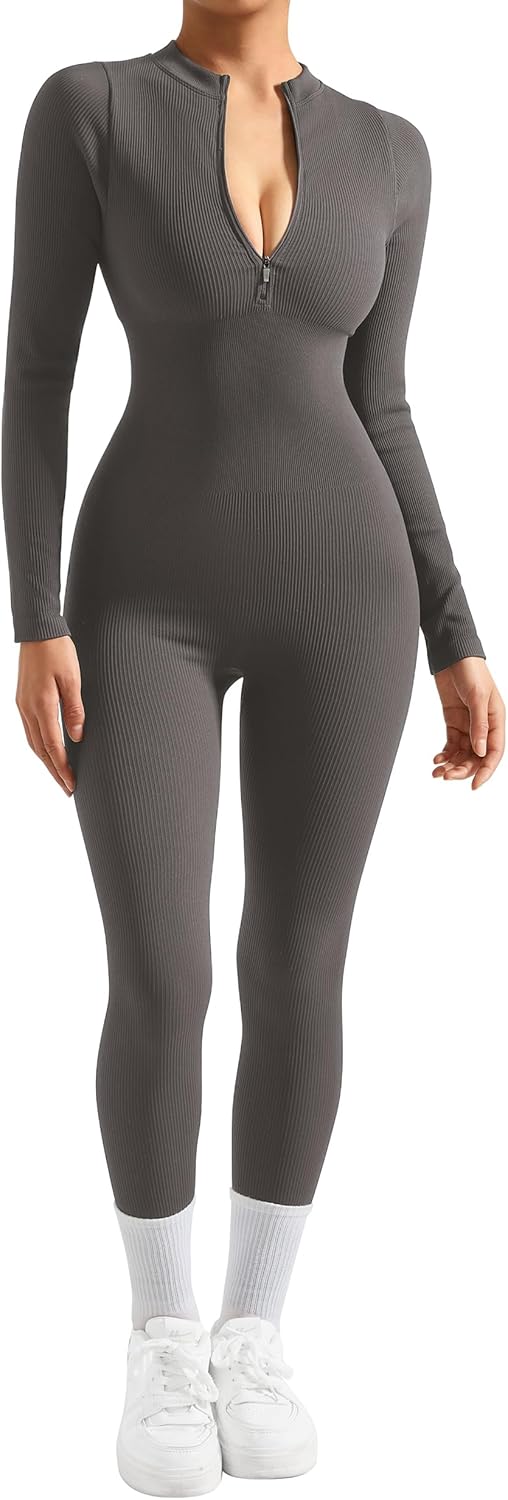 SUUKSESS Women Long Sleeve Ribbed Jumpsuit for All Occasions