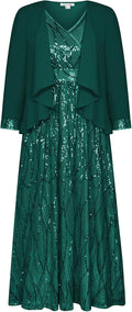 Two Piece Sequin Dress with Jacket - Elegant Formal Mother of Bride