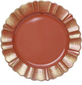 Acrylic Charger Plates 13in Terracotta with Gold Wavy Rim - 12-Pack